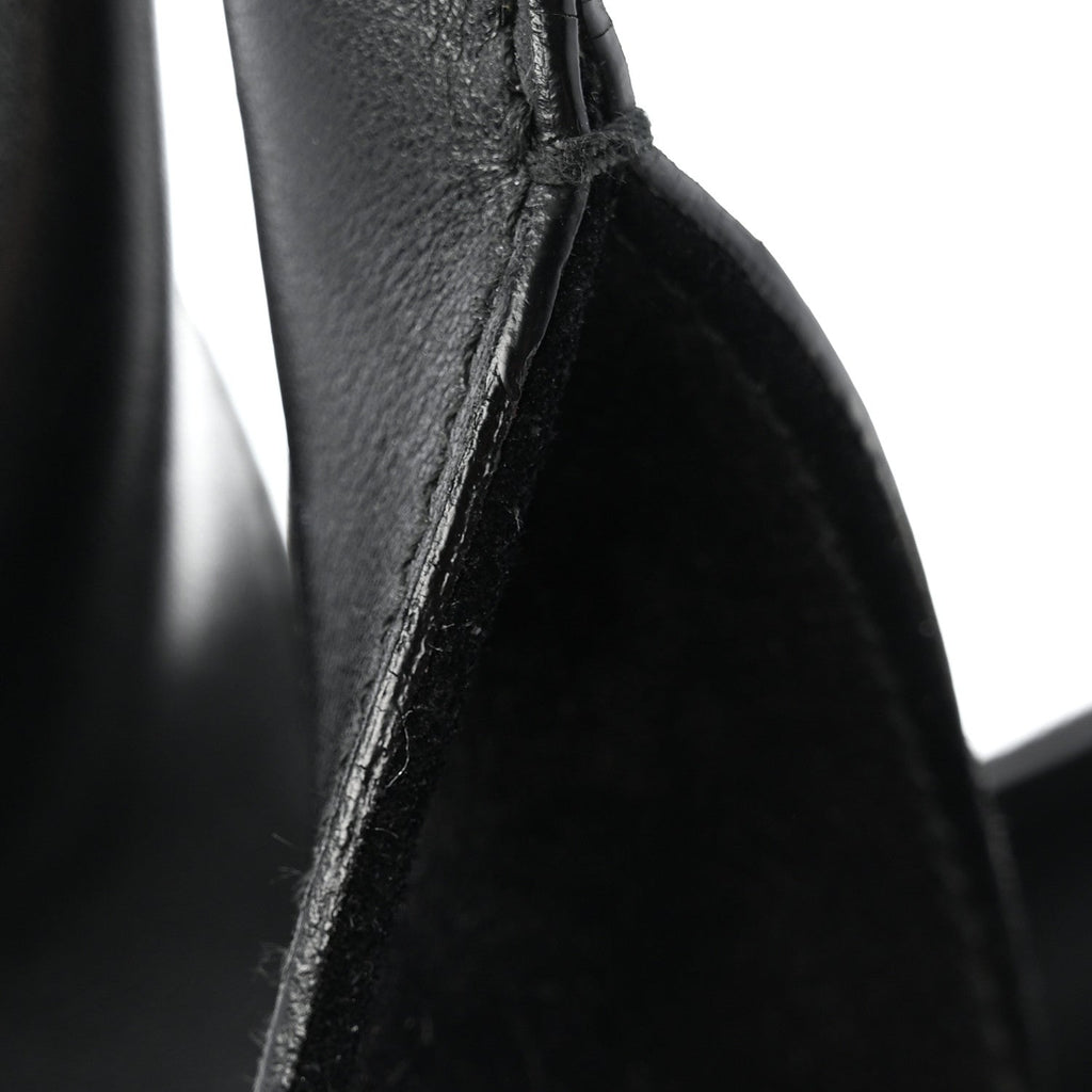 Fur Calfskin Suede Top Handle East West Tote Bag Black