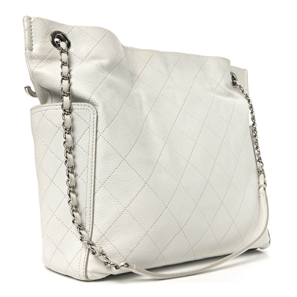 Caviar Stitched CC Pocket Tote White
