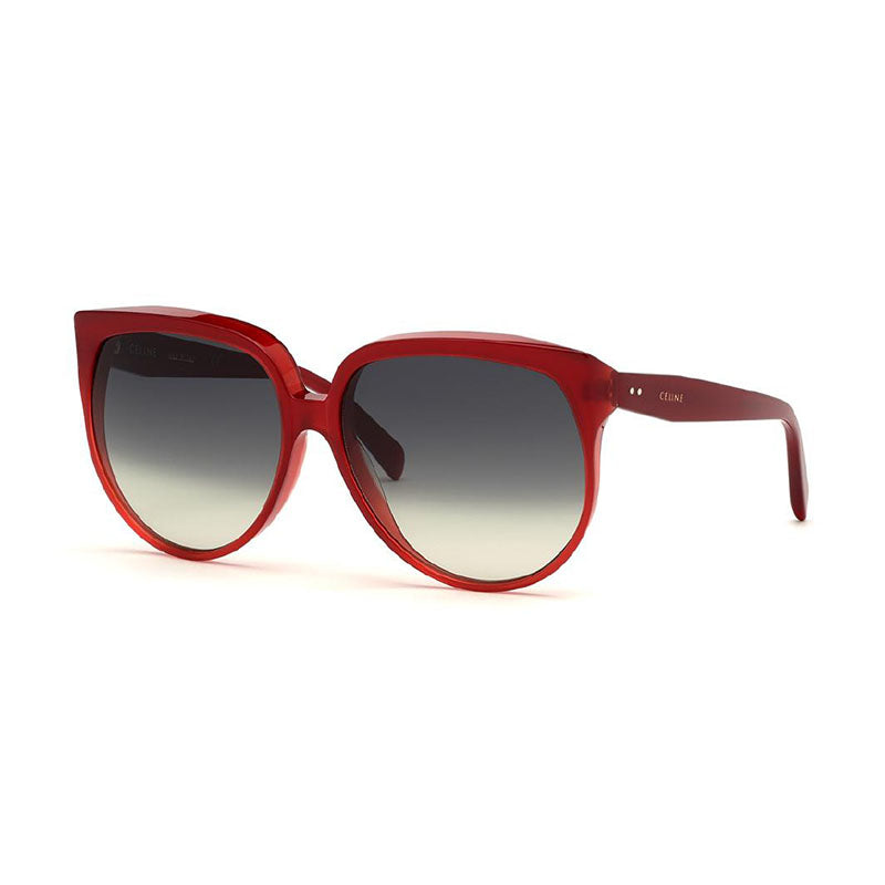 Celine Sunglasses Cat Eye Full Rim, Red Frame and Gradient Green Lens CL4048IN66P