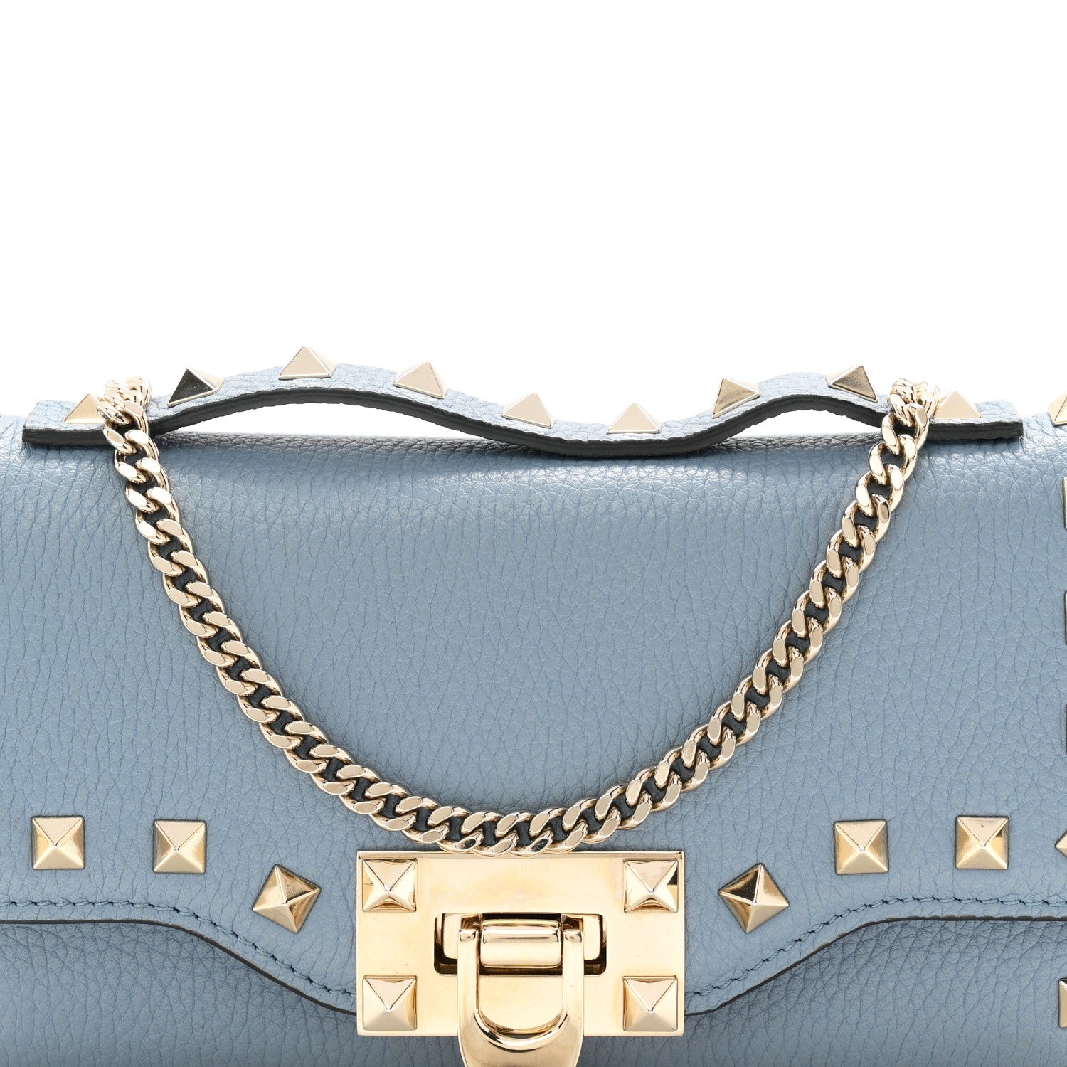 Pebbled Calfskin Rockstud Flip Lock Wallet On Chain Niagara