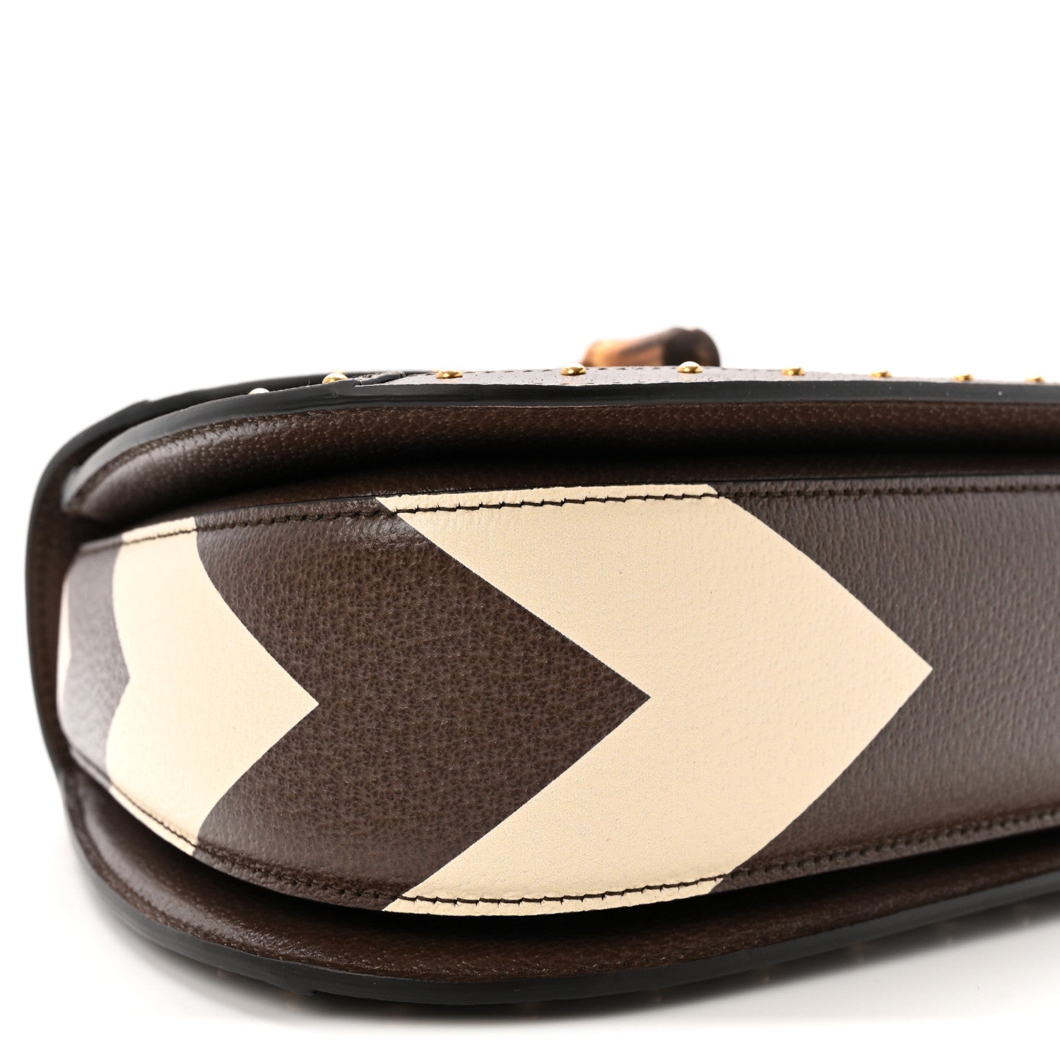 GG Supreme Monogram Studded Calfskin Centum Medium Bamboo 1947 Top Handle Bag Beige Ebony Multicolor