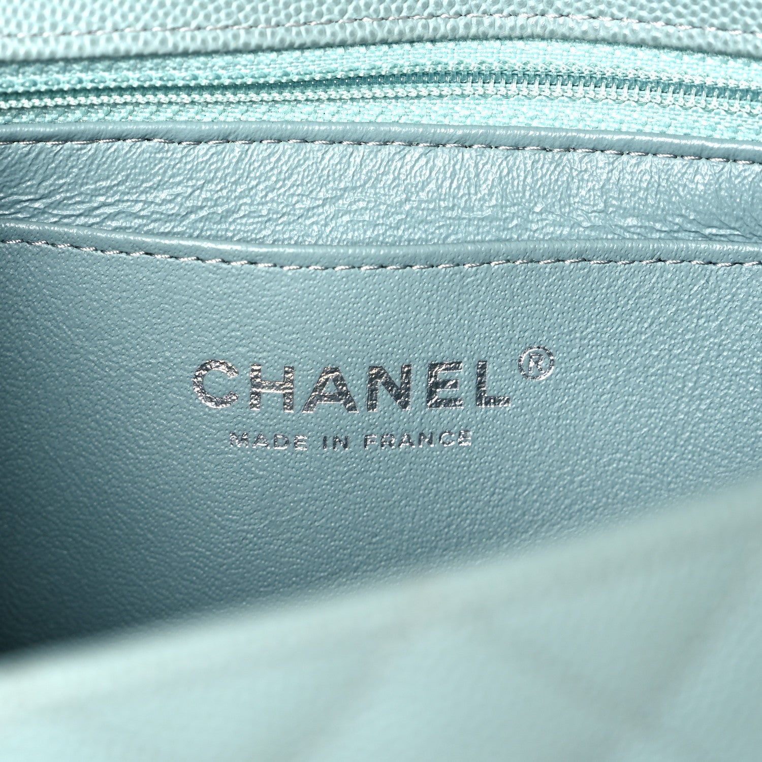 Caviar Quilted Mini Rectangular Flap Blue