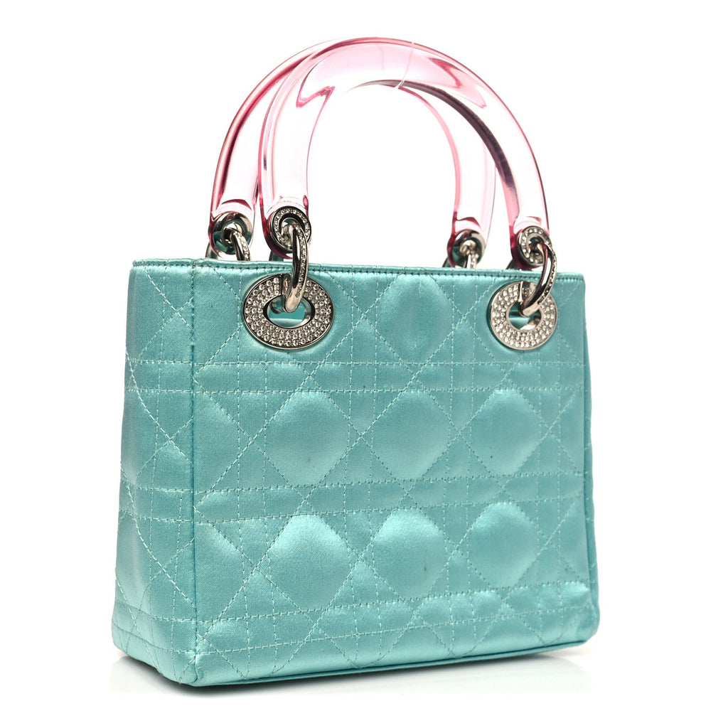 Satin Swarovski Crystal Acrylic PVC Cannage Mini Lady Dior Blue