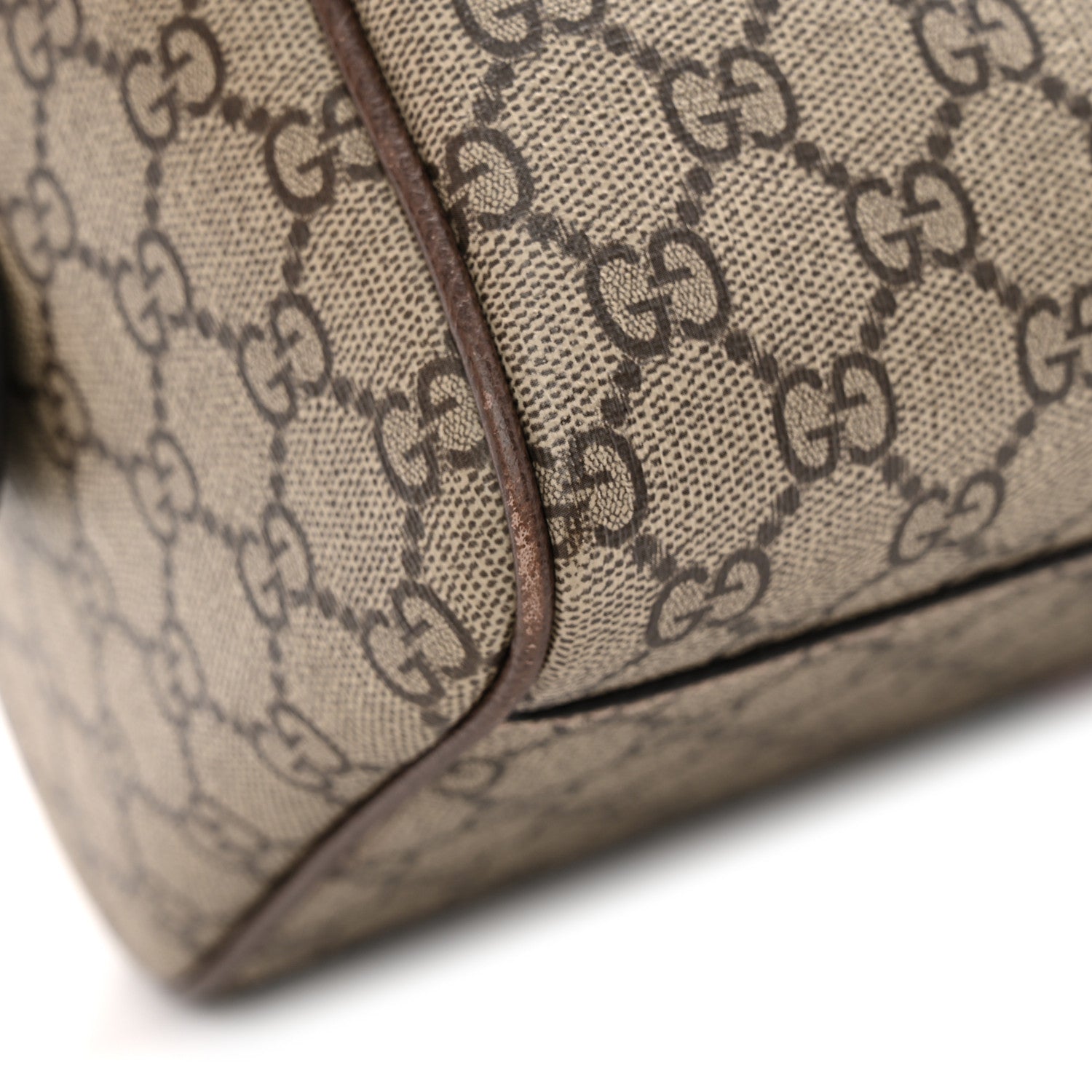 GG Supreme Monogram Web Medium Ophidia Top Handle Bag Beige Ebony