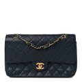 Caviar Quilted Small Double Flap Navy
