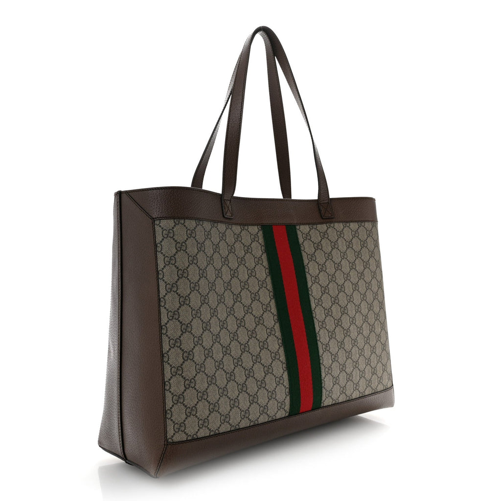 GG Supreme Monogram Web Ophidia Tote Brown