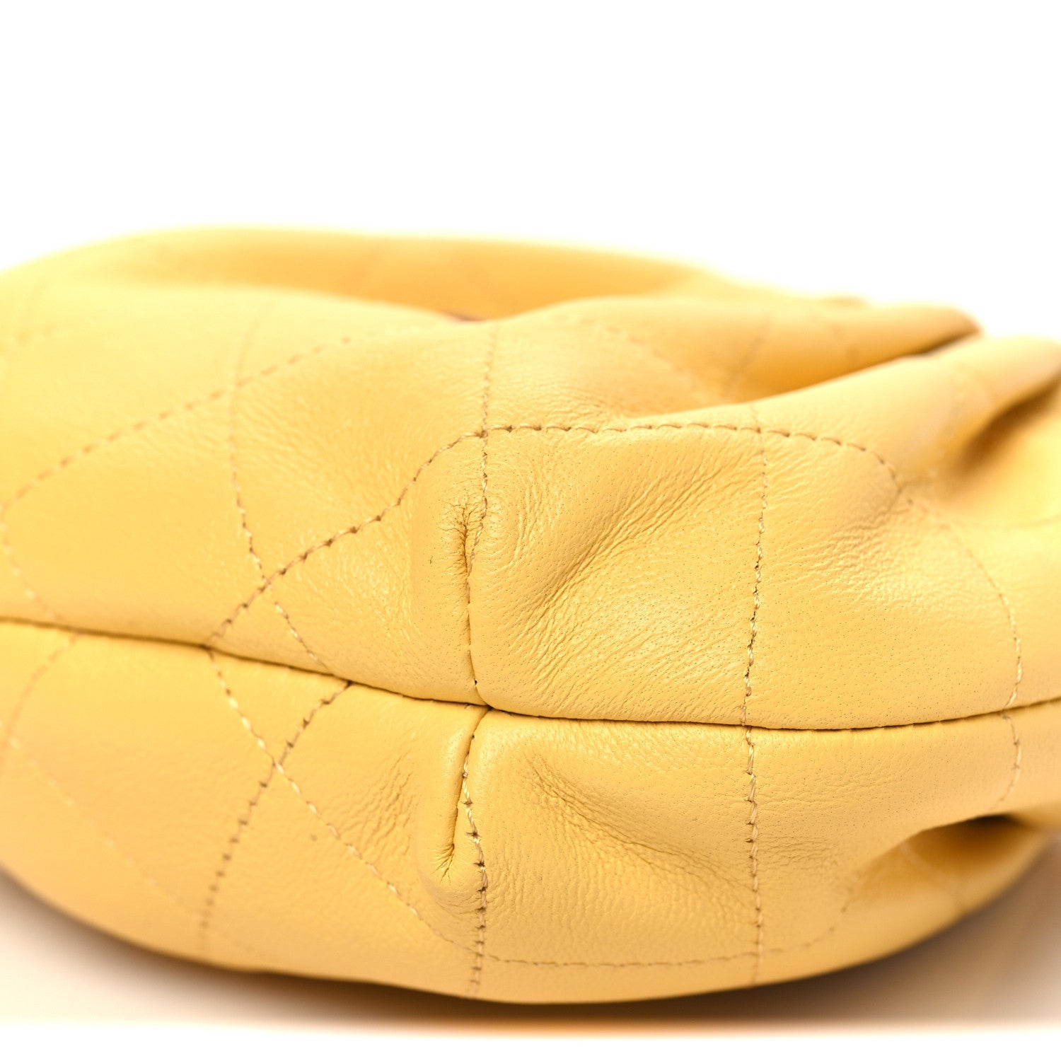 Lambskin Plexiglass Tortoise Shell Quilted Mini Pouch Yellow