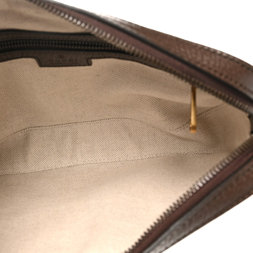 GG Supreme Monogram Textured Dollar Calfskin Web Ophidia Wristlet Shoulder Bag Beige Ebony New Acero