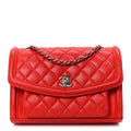 Lambskin Quilted Small Geometric Flap Red