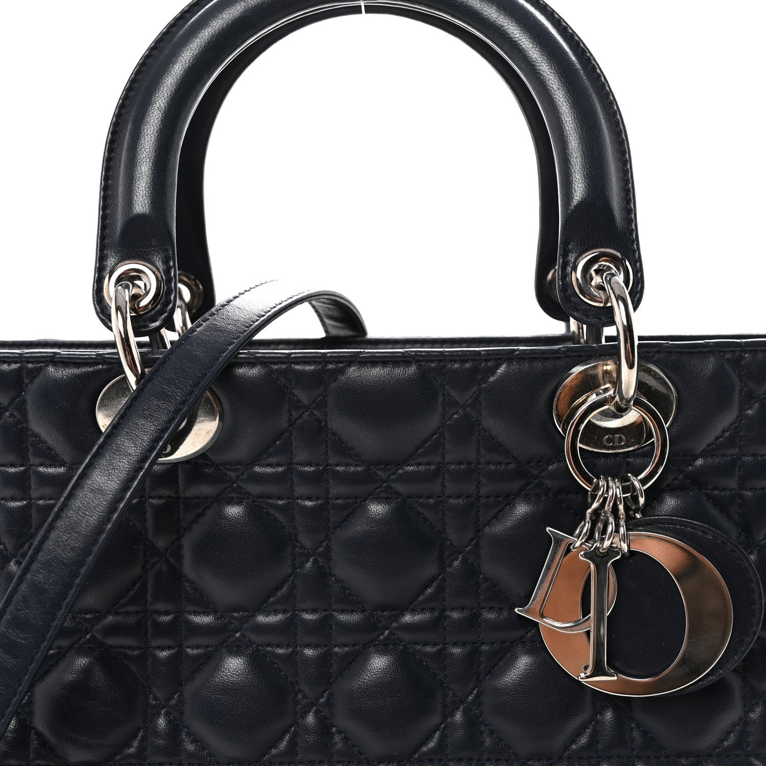 Lambskin Cannage Large Lady Dior Navy Blue