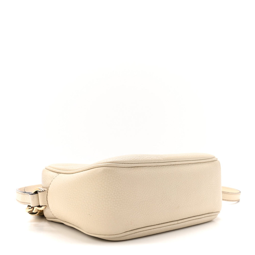 Pebbled Calfskin Small Soho Disco Bag Off White