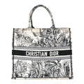 Canvas Embroidered Toile De Jouy Book Tote White Black