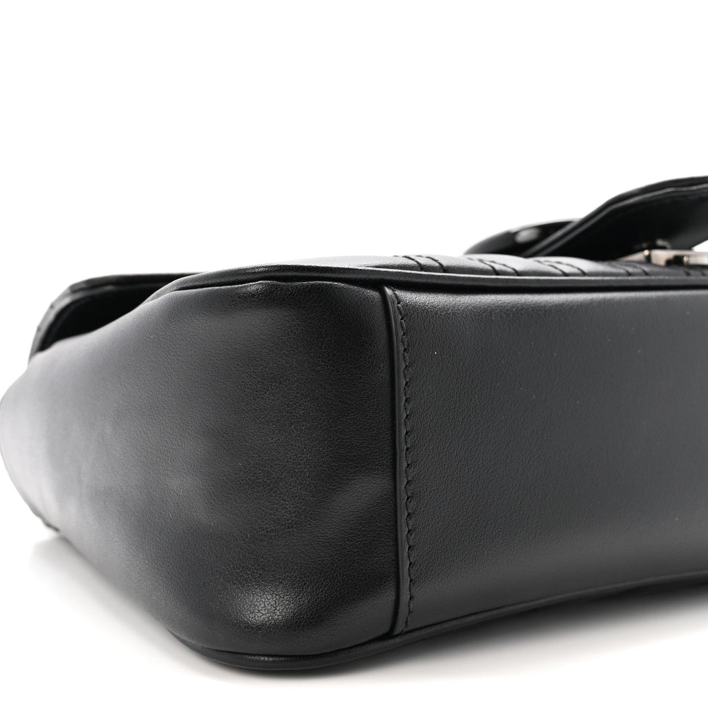 Calfskin Matelasse Monochrome Small GG Marmont Shoulder Bag Black
