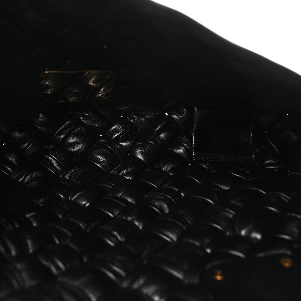 Calfskin Intreccio Rumple Desiree Shoulder Bag Black