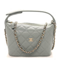 Caviar Quilted Hobo Clutch With Chain Light Green Light Green