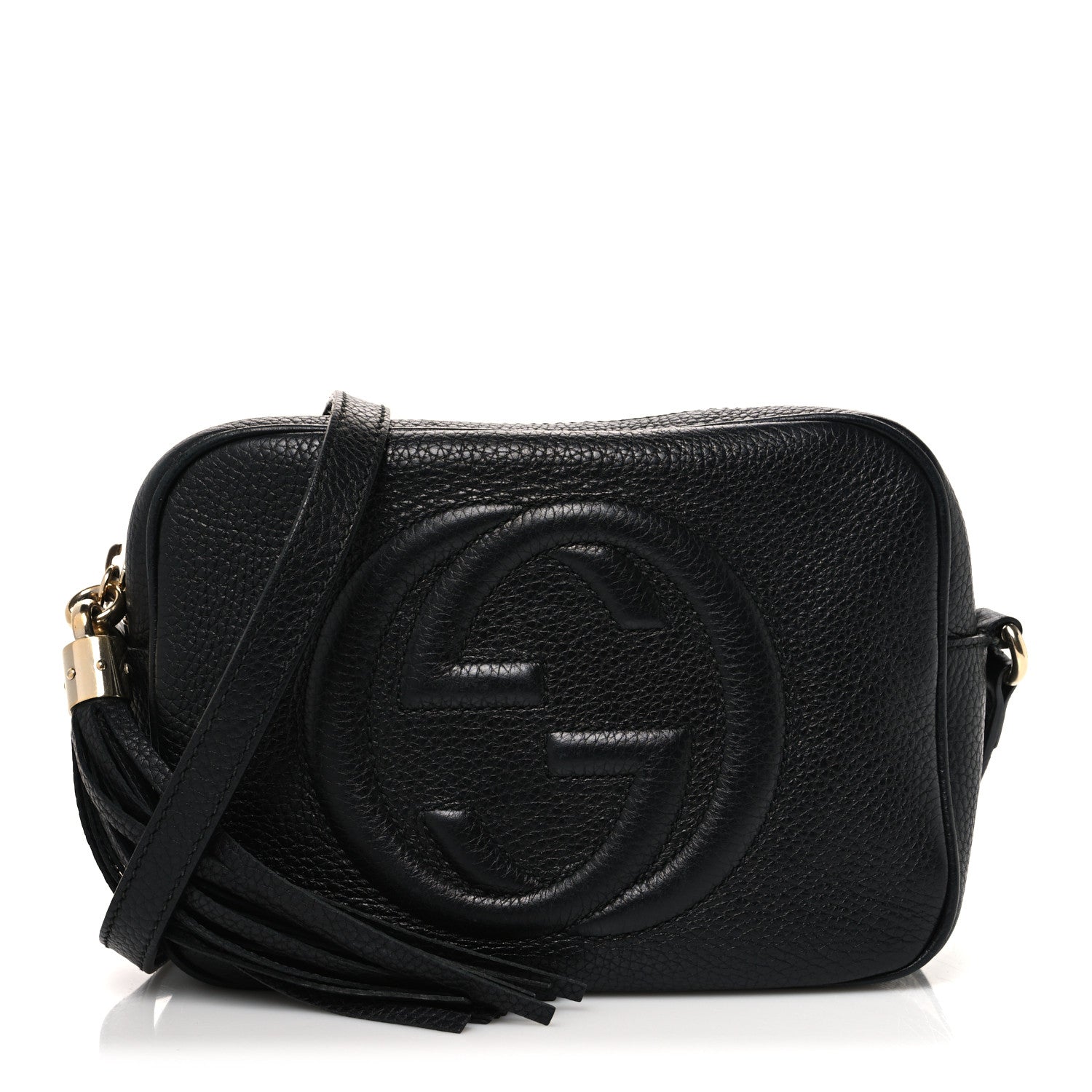 Pebbled Calfskin Small Soho Disco Bag Black