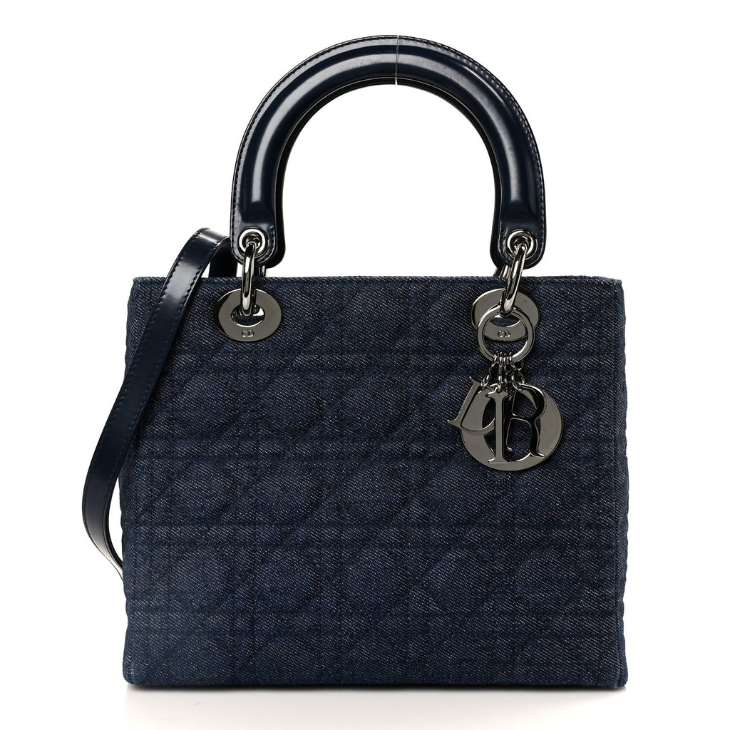 Denim Cannage Medium Lady Dior Blue Black Blue Black