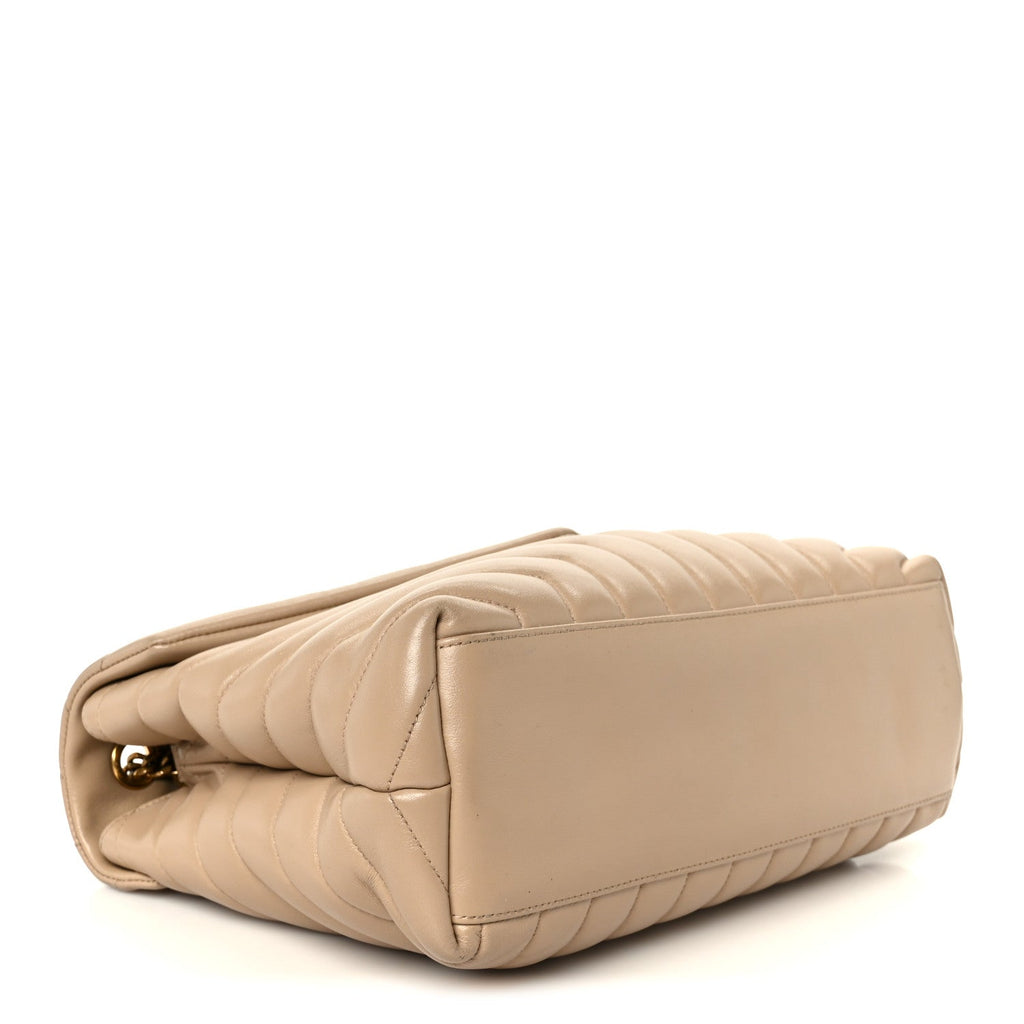 Calfskin Y Quilted Monogram Medium Loulou Chain Satchel Dark Beige