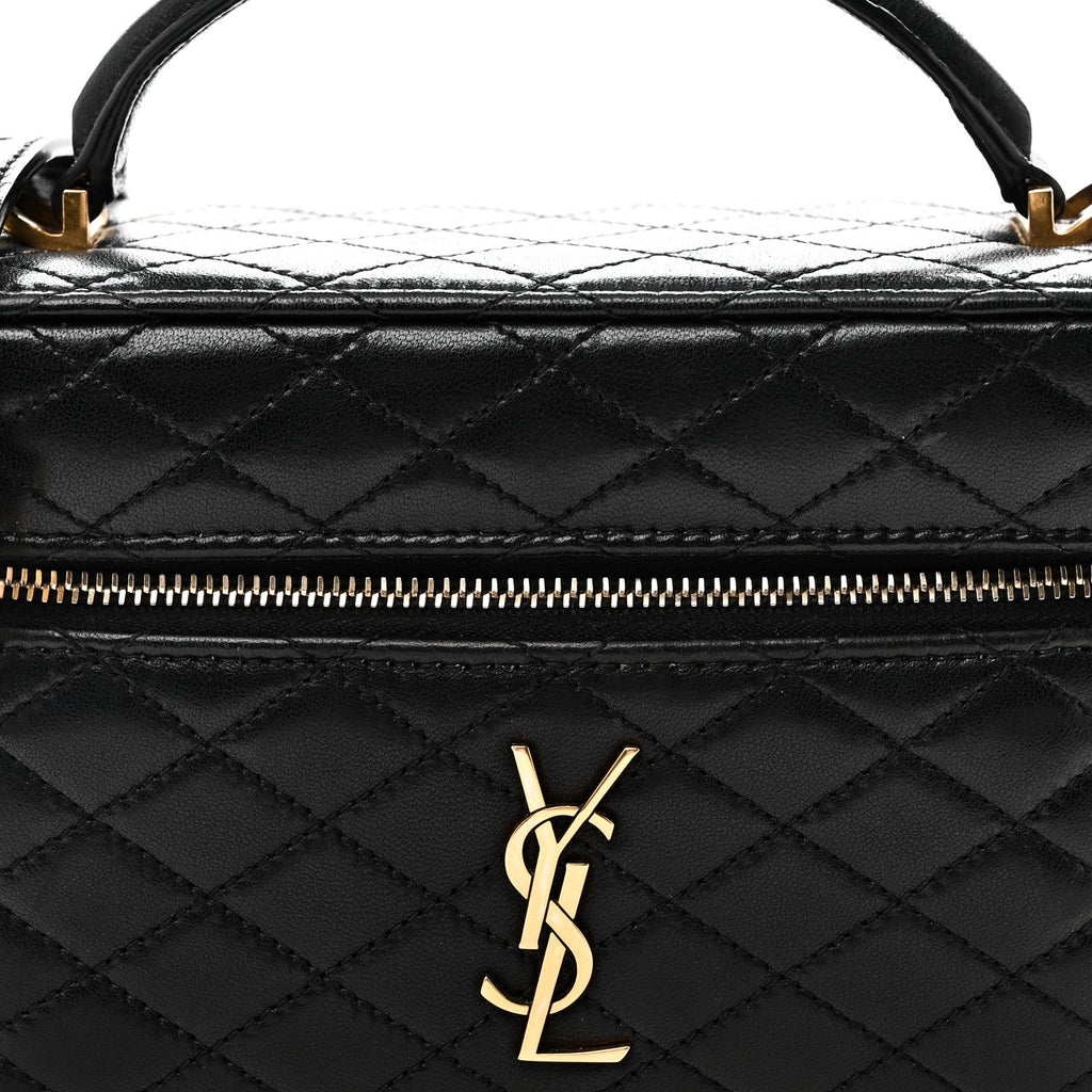 Lambskin Quilted Mini Gaby Vanity Case Black