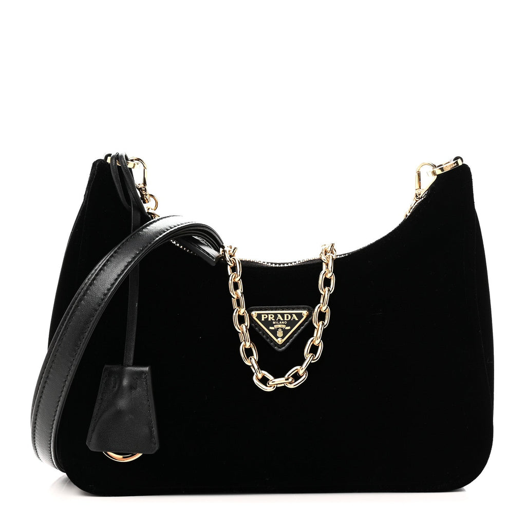 Velvet Nappa Mini Re-Edition Shoulder Bag Black