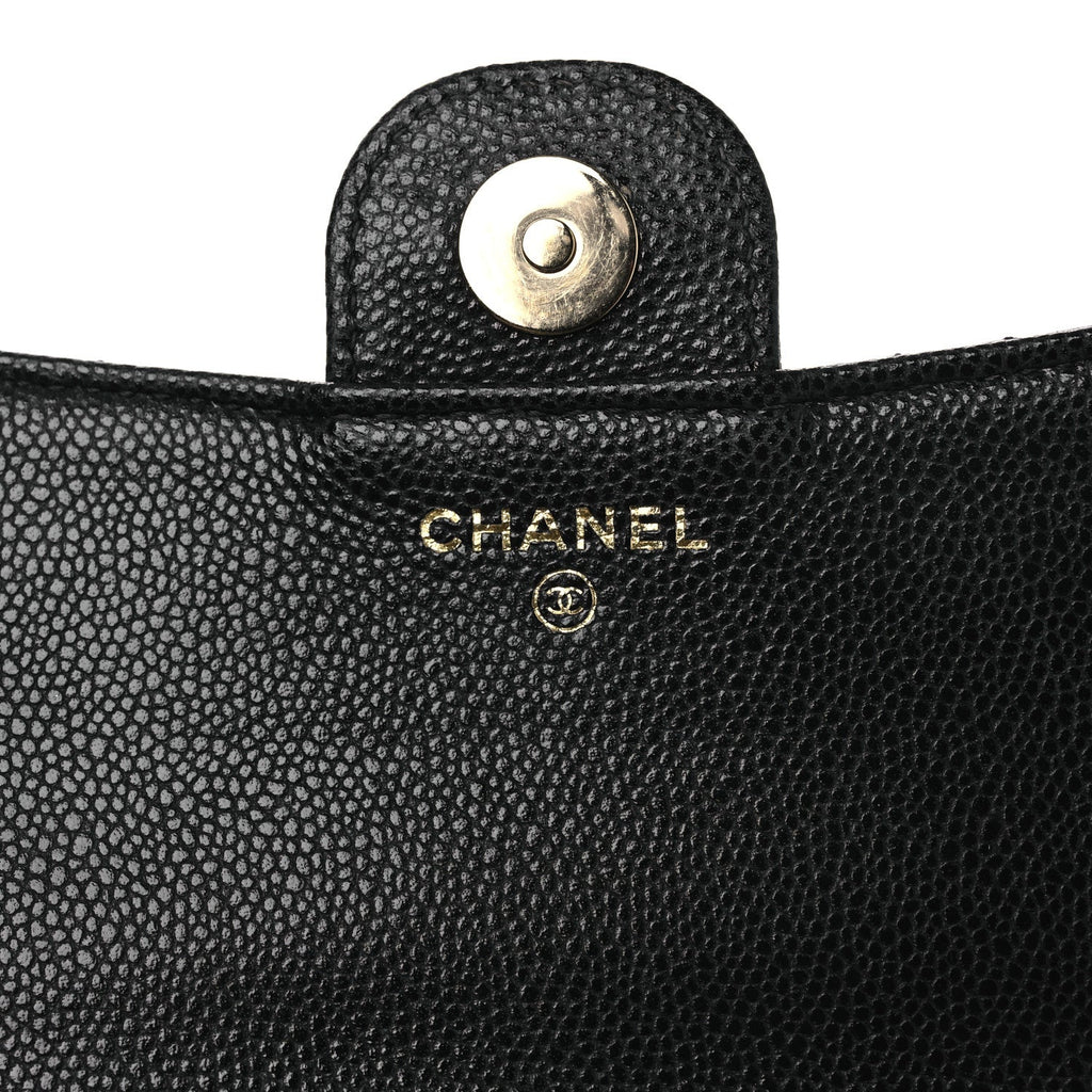 Caviar Quilted Flap Phone Holder With Chain Black