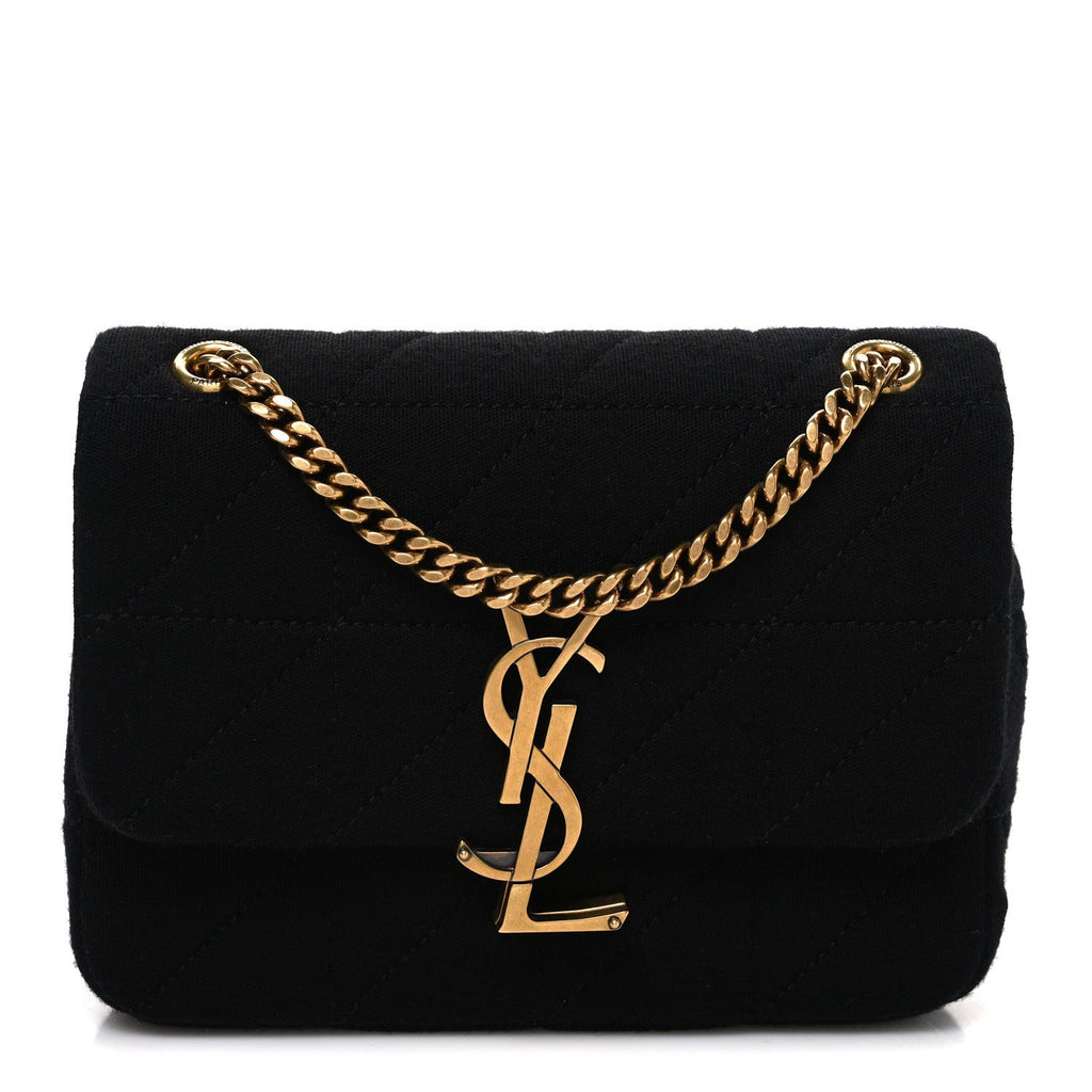 Jersey Wool Patchwork Monogram Mini Jamie Baguette Black