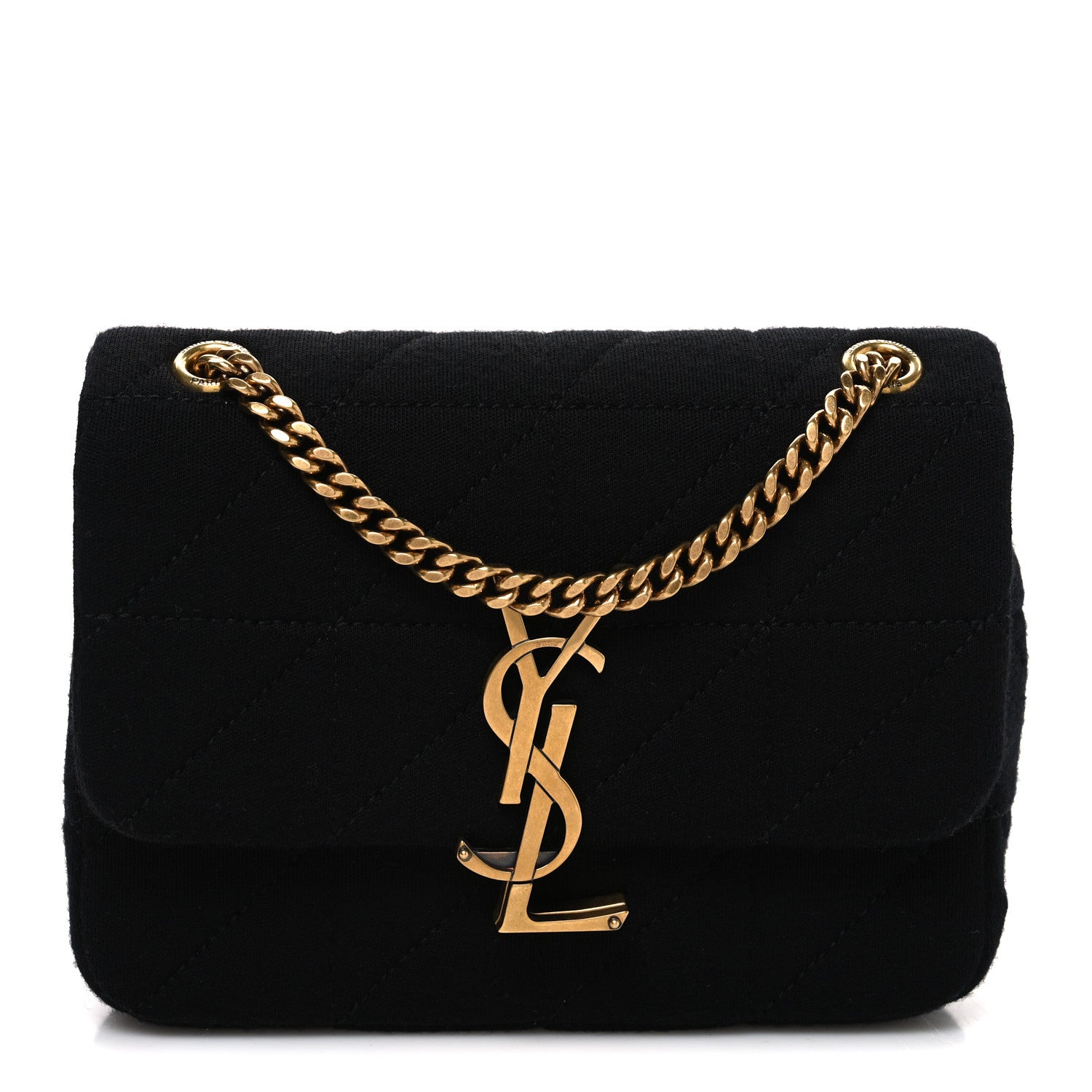 Jersey Wool Patchwork Monogram Mini Jamie Baguette Black