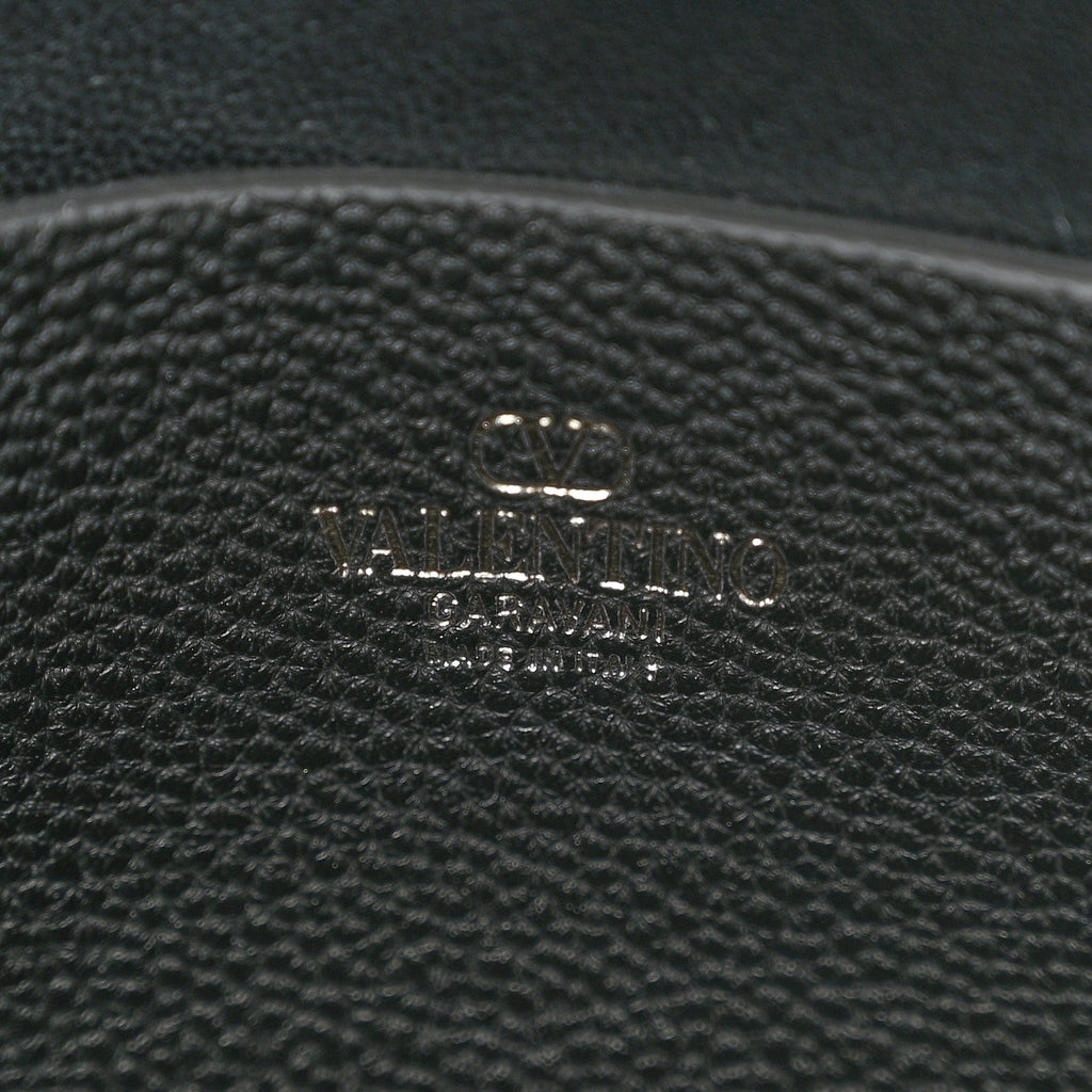 Grained Calfskin Rockstud Hobo Shoulder Bag Black