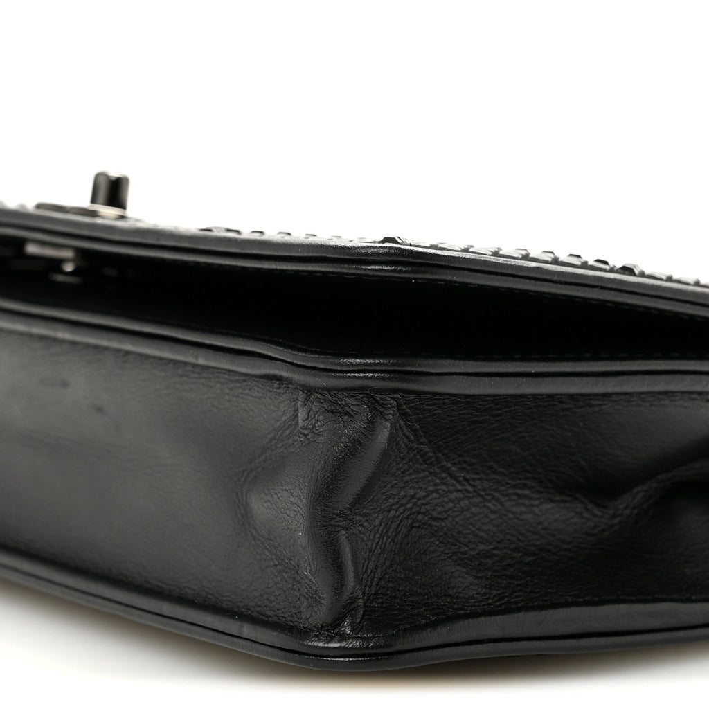 Lambskin Studded Wallet On Chain WOC Black