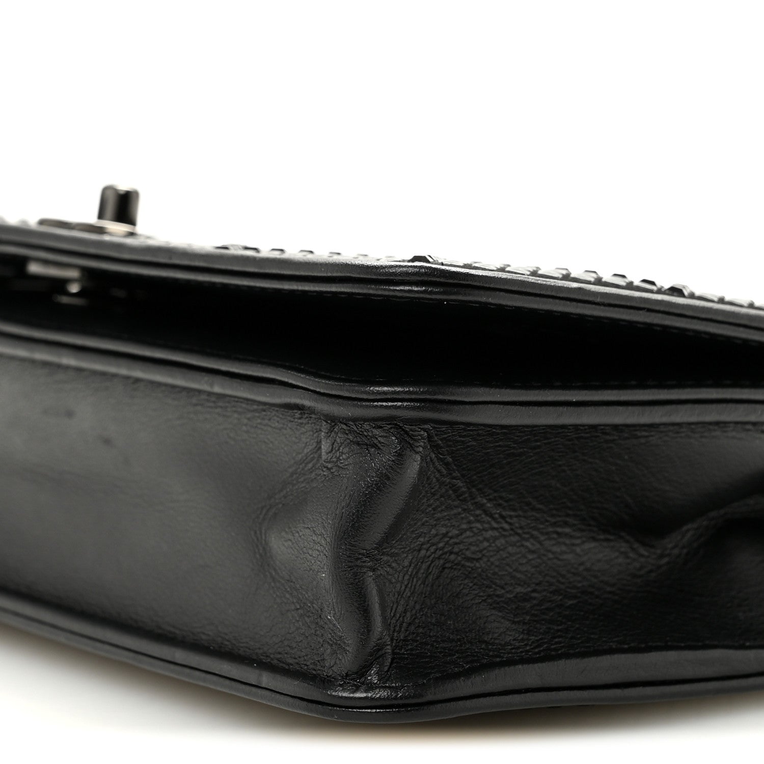 Lambskin Studded Wallet On Chain WOC Black