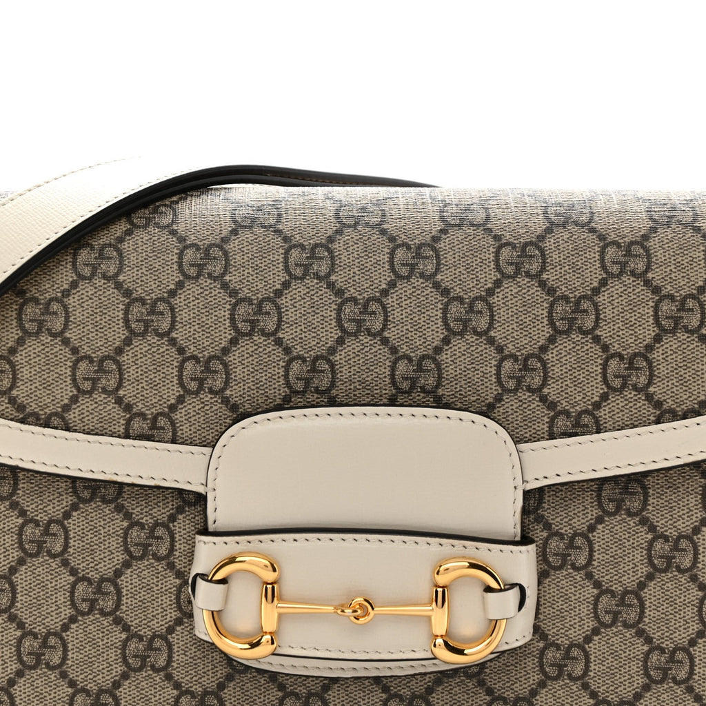 GG Supreme Monogram Horsebit 1955 Shoulder Bag Beige Mystic White