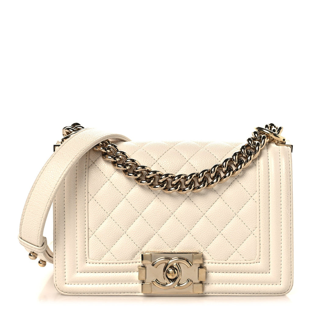 Caviar Quilted Small Boy Flap White
