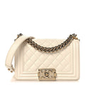 Caviar Quilted Small Boy Flap White