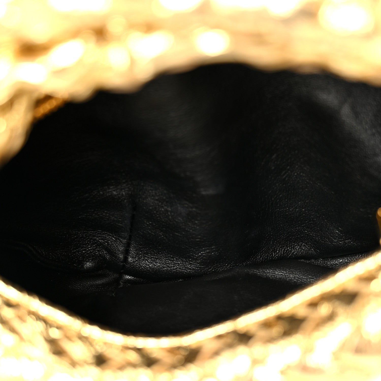 Laminated Calfskin Pressed Intreccio Mini Jodie Gold