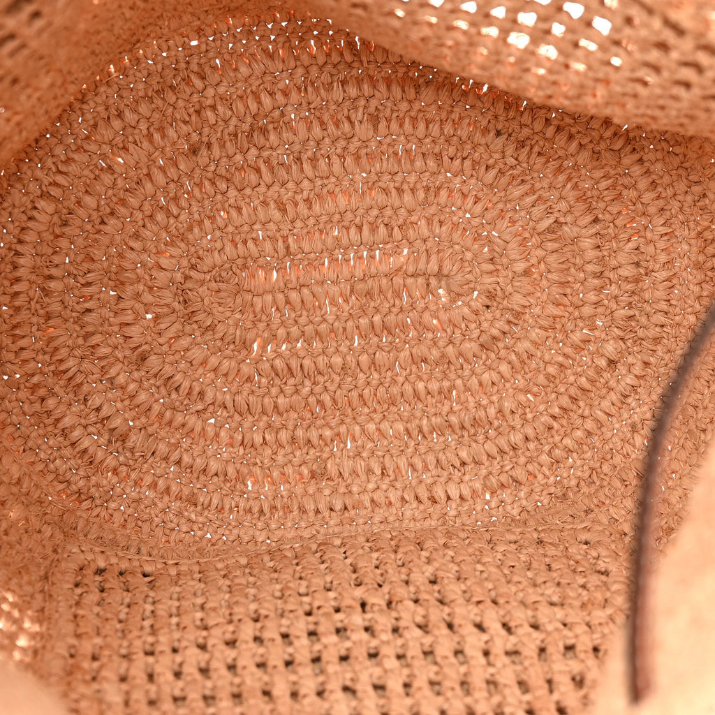 Raffia Calfskin Paulas Ibiza Balloon Ruffle Basket Tote Bag Natural Tan