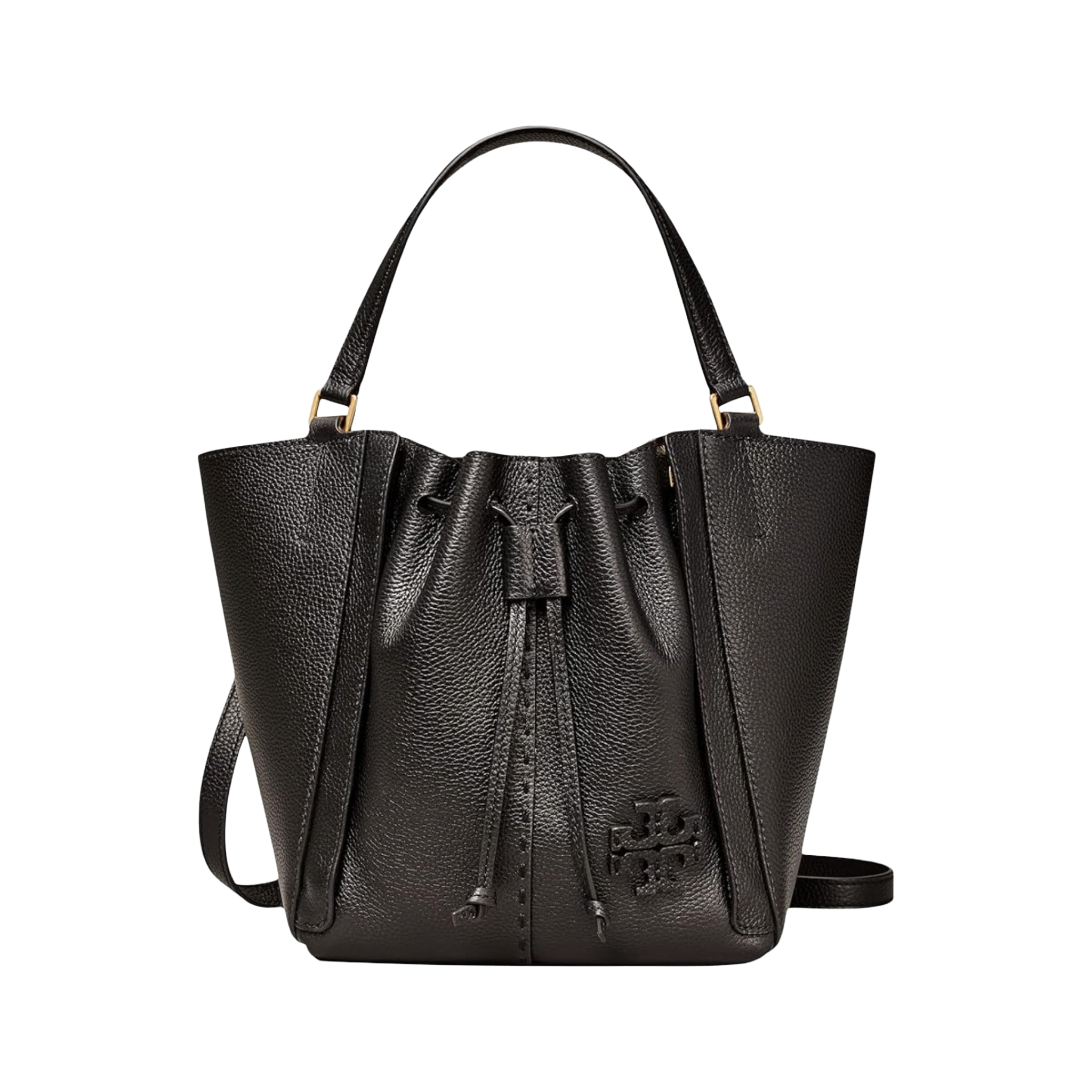 TORY BURCH McGraw Dragonfly Leather Drawstring Bucket Bag