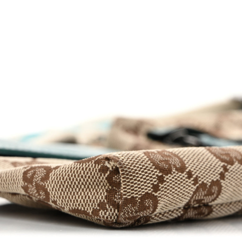 GG Monogram Web Double Pocket Belt Bag Turquoise