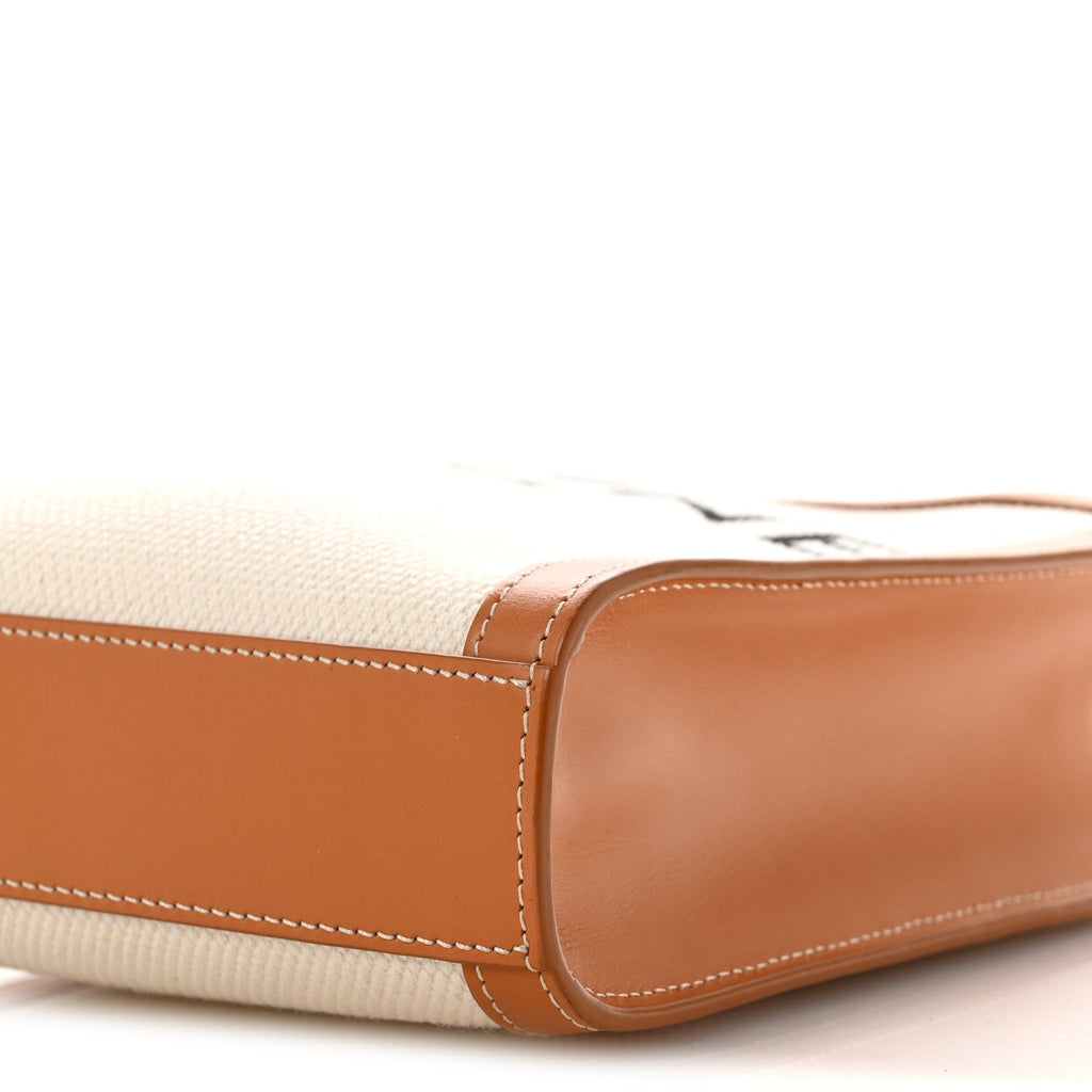 Canvas Calfskin Mini Vertical Cabas Natural Tan