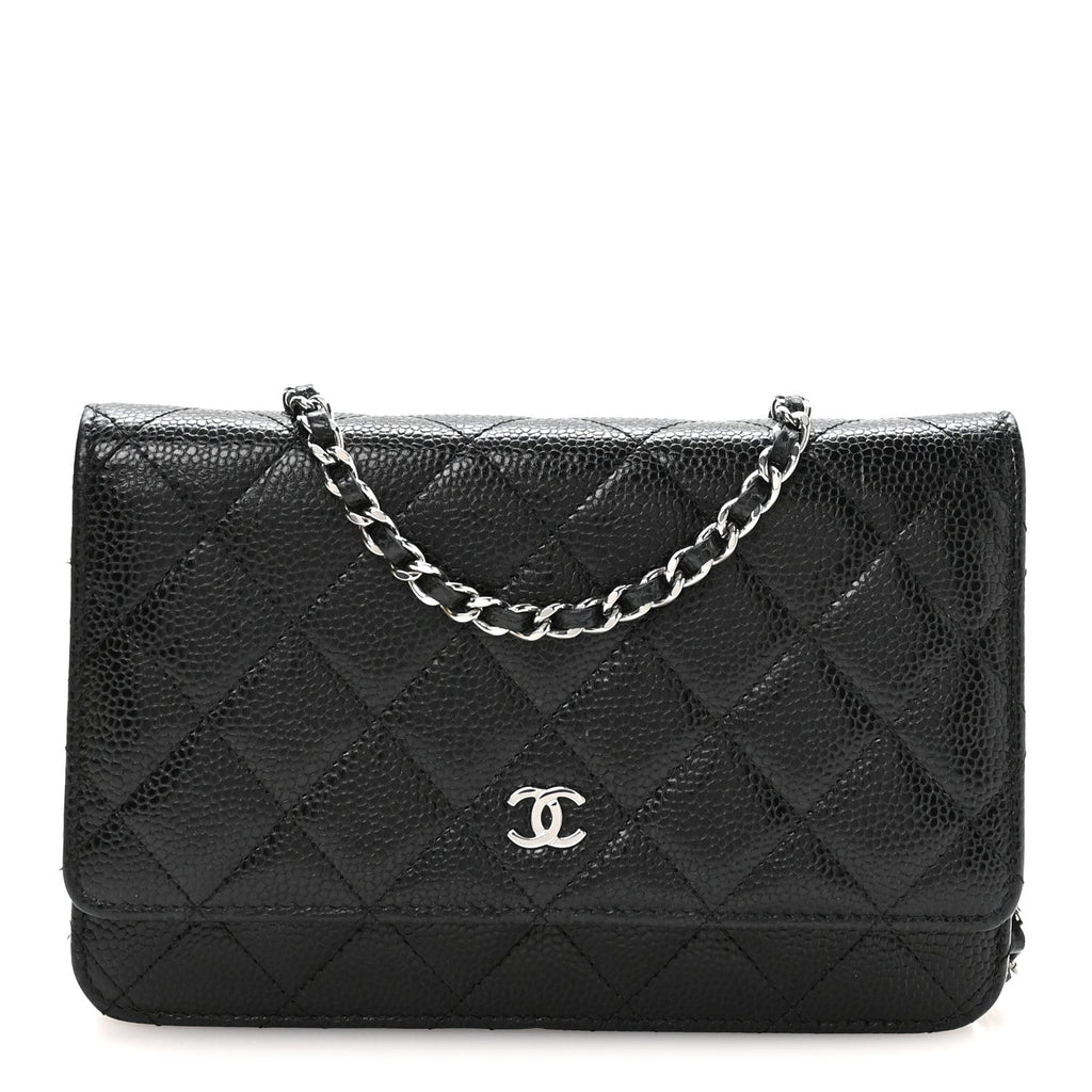 Caviar Quilted Wallet on Chain WOC Black