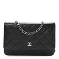 Caviar Quilted Wallet on Chain WOC Black
