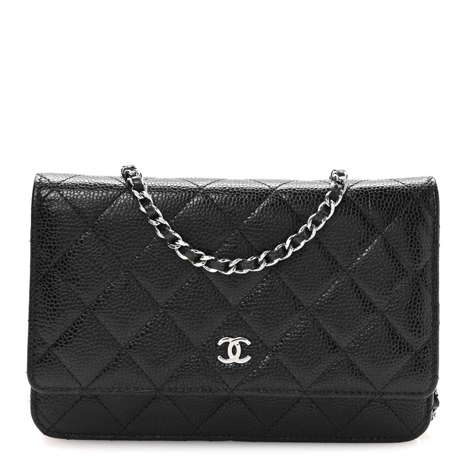 Caviar Quilted Wallet on Chain WOC Black
