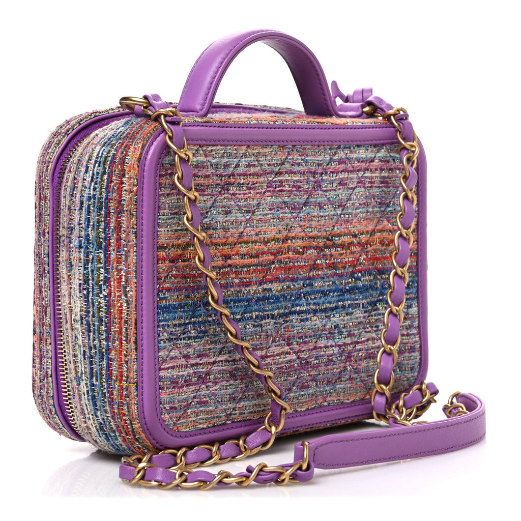 Tweed Quilted Medium CC Filigree Vanity Case Purple Multicolor