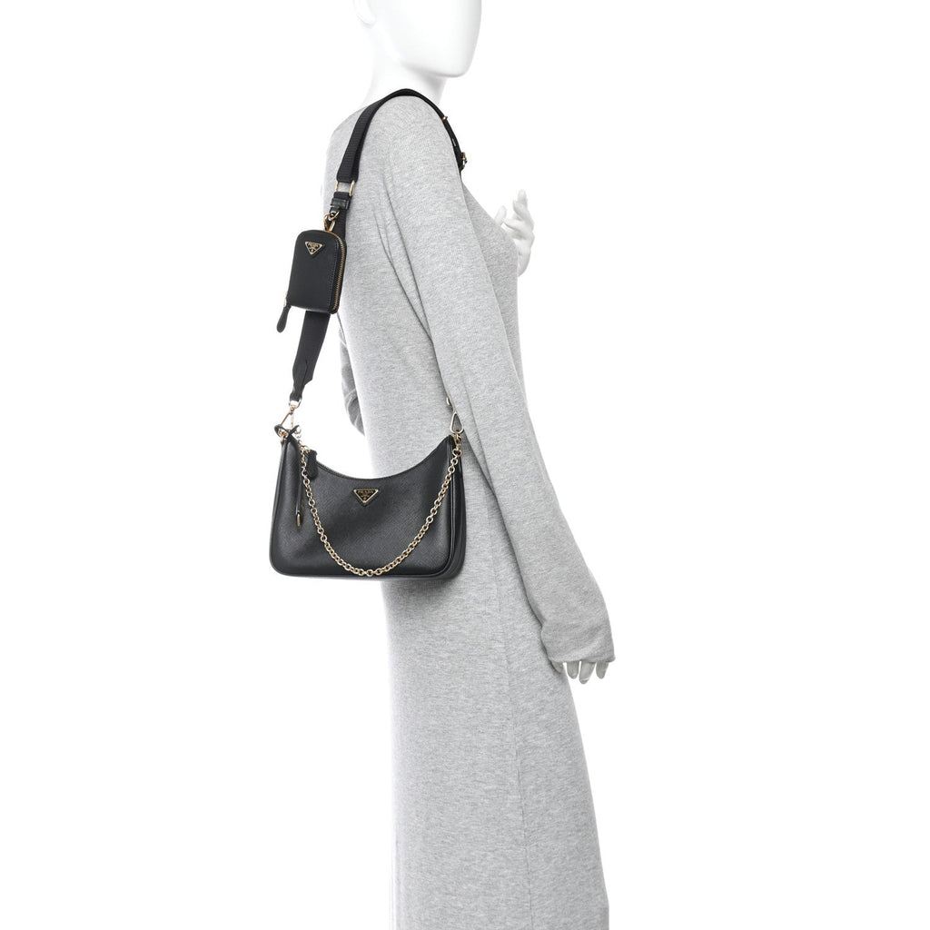Saffiano Lux Re-Edition 2005 Shoulder Bag Black