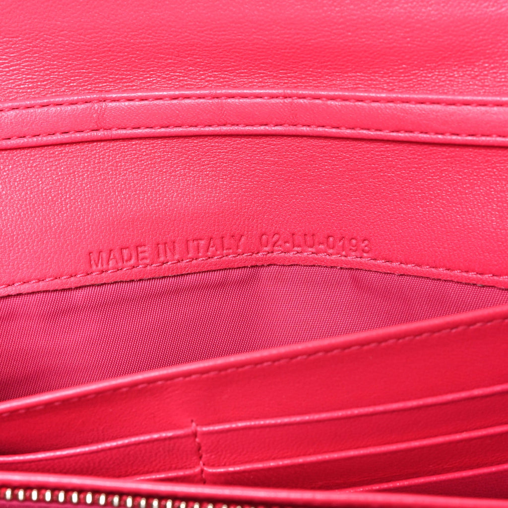 Lambskin Cannage Lady Dior Rendezvous Wallet On Chain Fuchsia