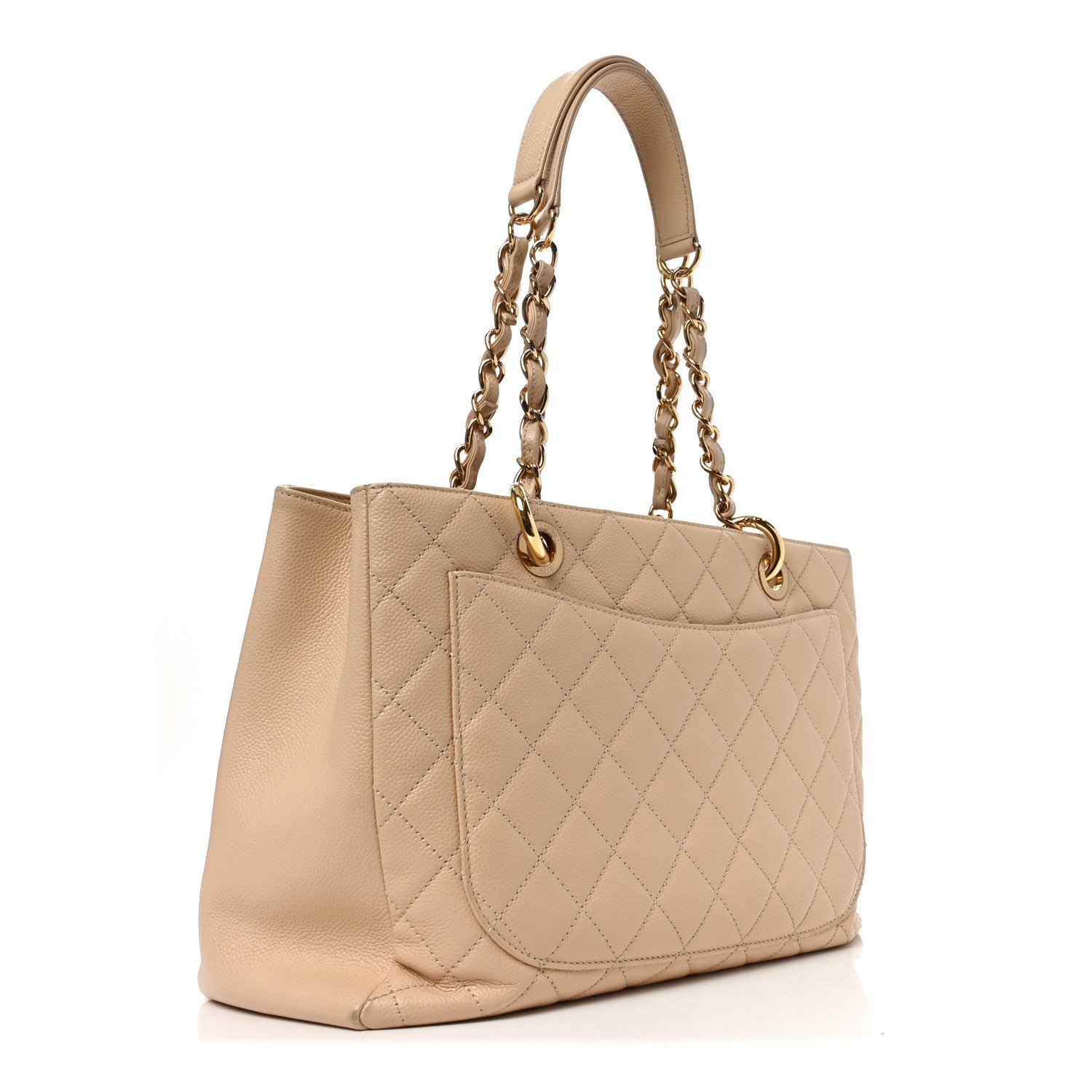 Caviar Quilted Grand Shopping Tote GST Beige Clair