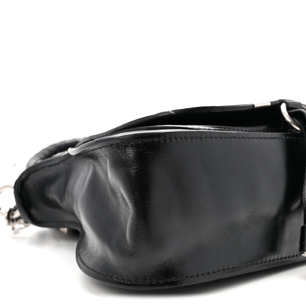 Shiny Grained Calfskin Small Marcie Bag Black