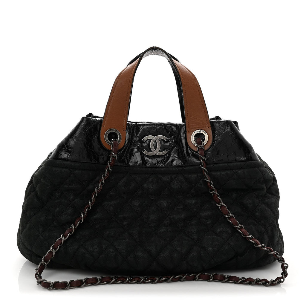 Iridescent Calfskin Small In The Mix Tote Dark Green