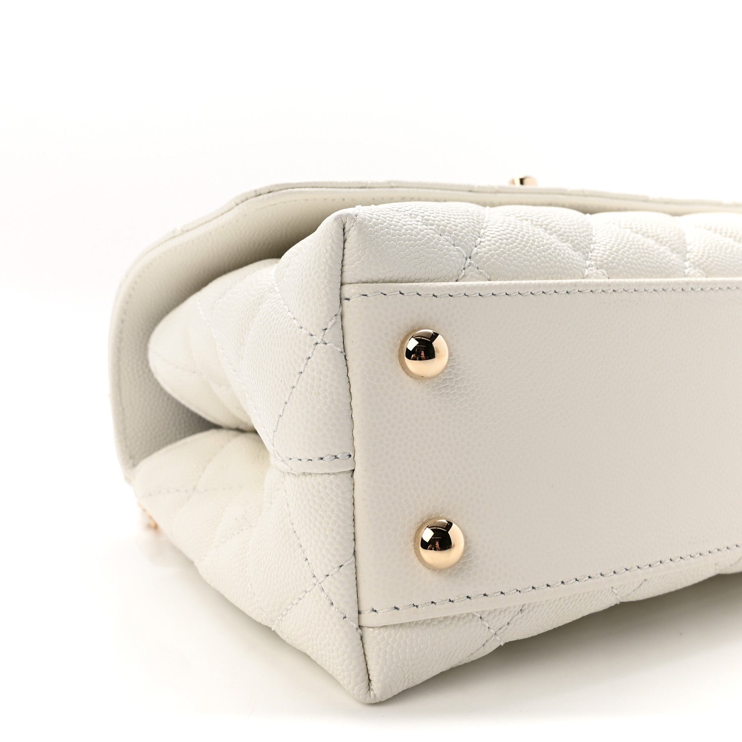 Caviar Quilted Mini Coco Handle Flap White