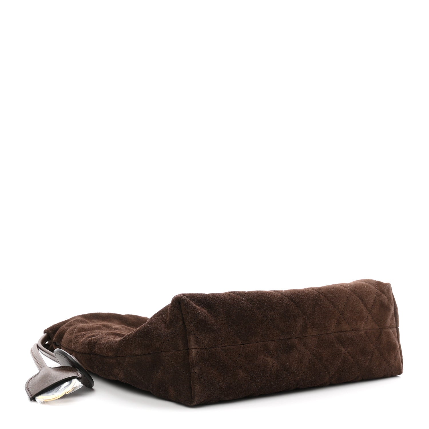 Suede Calfskin Lambskin Quilted Clutch With Strap Dark Brown