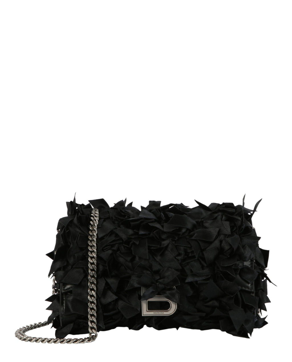 Balenciaga Womens Hourglass Satin Bow Wallet On Chain